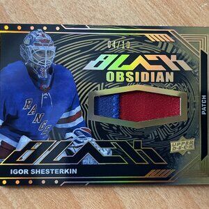 2023-24 UD Black Obsidian Jerseys Patch Gold #OJIS Igor Shesterkin #'d 4/10
